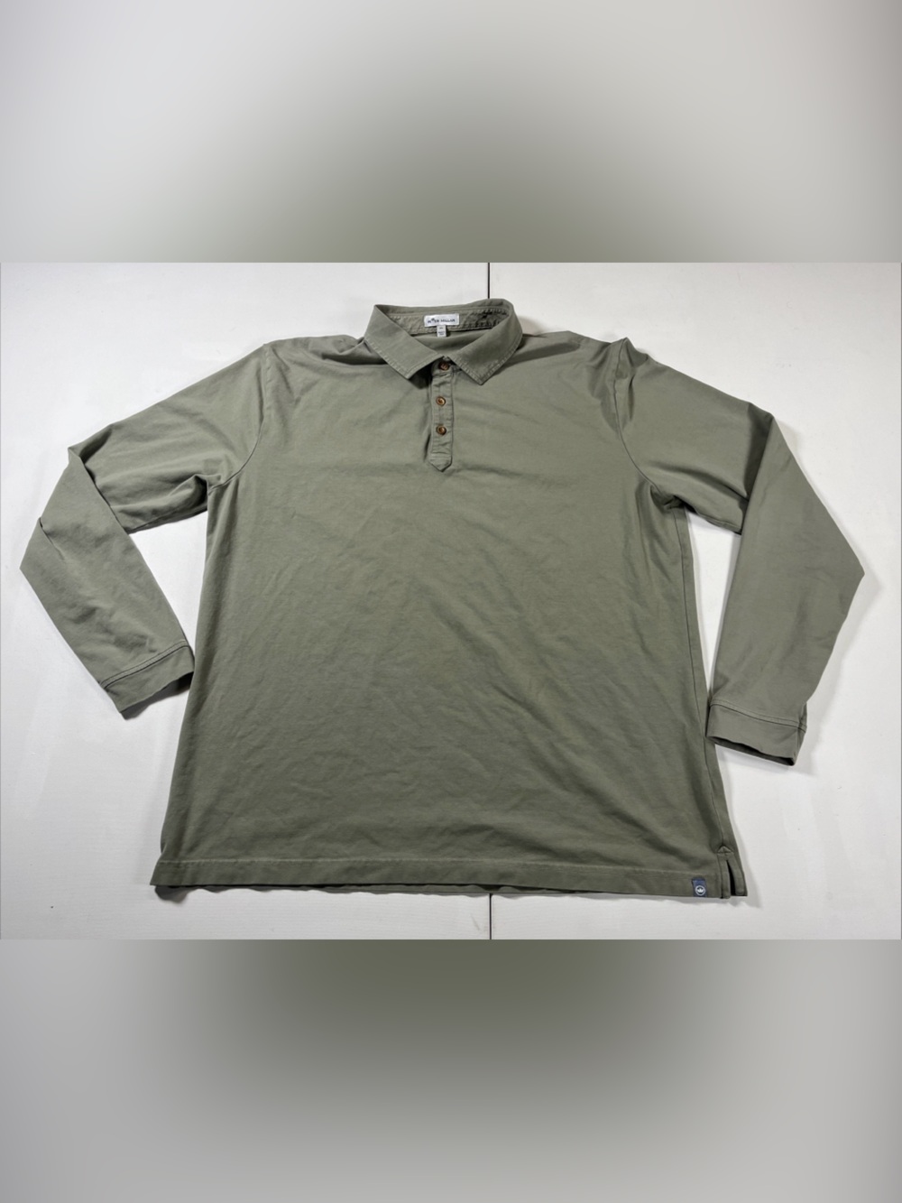 Peter Millar Polo Shirt Mens XL Classic Pima Cotton Long Sleeve Beige